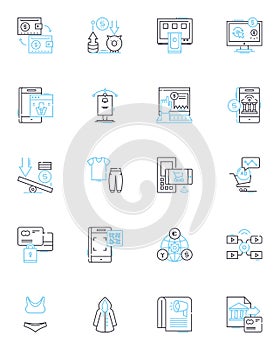 Payment options linear icons set. Credit, Debit, PayPal, Venmo, Apple Pay, Google Pay, Bitcoin line vector and concept