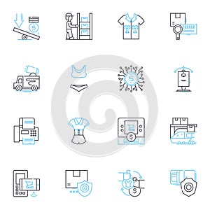 Payment options linear icons set. Credit, Debit, PayPal, Venmo, Apple Pay, Google Pay, Bitcoin line vector and concept
