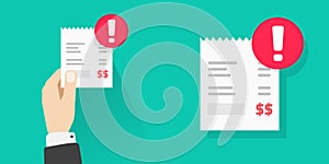 Payment overdue past due icon warning notice reminder vector flat, fine penalty bill unpaid late error graphic illustration