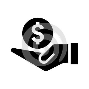 Payment, pay out, spend money icon. Black vector graphics