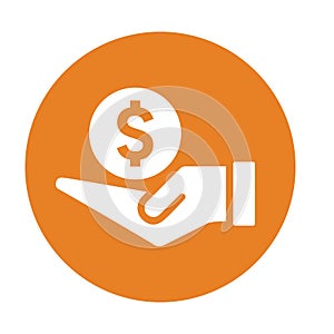 Payment, pay out, spend money icon. Orange color vector EPS