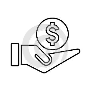 Payment, pay out, spend money outline icon. Line art vector