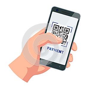 Payment QR code on screen smartphone