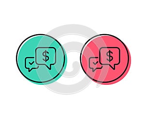 Payment receive line icon. Dollar exchange sign. Vector