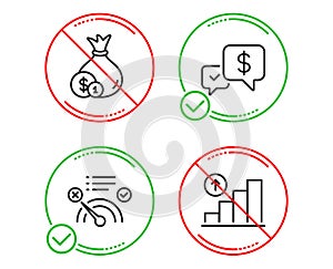 Payment received, Cash and No internet icons set. Graph chart sign. Money, Banking currency, Bandwidth meter. Vector
