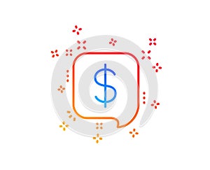Payment received line icon. Dollar sign. Vector
