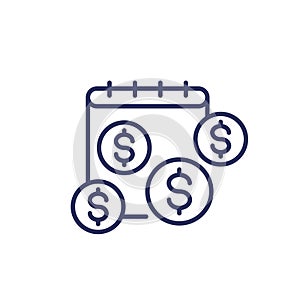 payment schedule line icon, vector