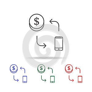 payment by smart phone icon. Elements in multi colored icons for mobile concept and web apps. Icons for website design and develop
