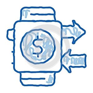 Payment Smart Watch Pay Pass doodle icon hand drawn illustration