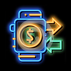 Payment Smart Watch Pay Pass neon glow icon illustration
