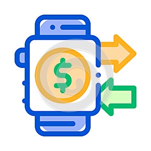 Payment Smart Watch Pay Pass Vector Thin Line Icon