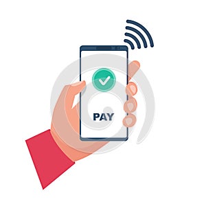 Payment with smartphone. Mobile payment icon icon for apps and websites