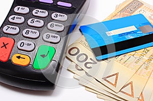 Payment terminal with credit card and money