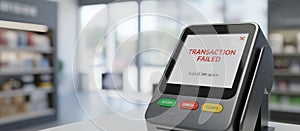 Payment terminal displaying transaction failed message