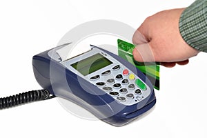 Payment terminal and human hand