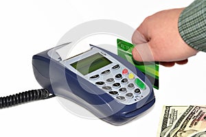 Payment terminal and human hand