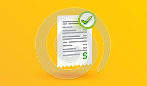 Payment transaction success on yellow backround. Money approved online shopping sign or symbol design for mobile banking