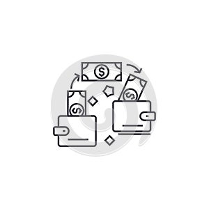Payment transaction vector line icon, sign, illustration on background, editable strokes