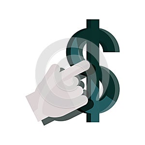 Payments online, dollar money clicking flat icon shadow