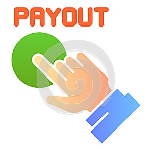 Payout button flat icon. Hand and pay button color icons in trendy flat style. Payment gradient style design, designed