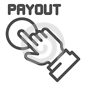 Payout button line icon. Hand and pay button vector illustration isolated on white. Payment outline style design