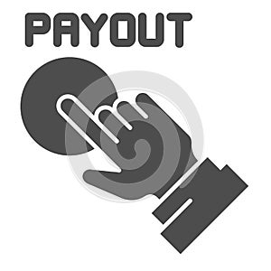 Payout button solid icon. Hand and pay button vector illustration isolated on white. Payment glyph style design