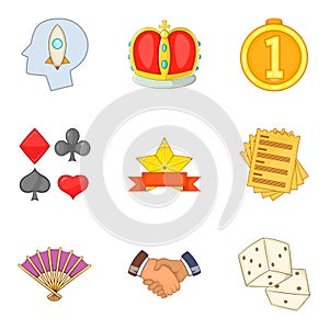 Payout icons set, cartoon style