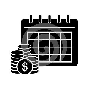 Payout schedule vector icon.  Financial calendar sign. Salary date symbol. Charging money logo.