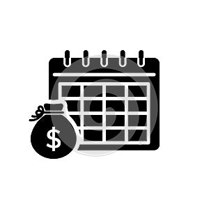 Payout schedule vector icon.  Financial calendar sign. Salary date symbol. Charging money logo.