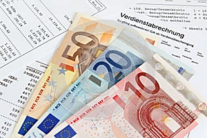 Payroll with banknotes