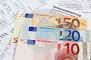 Payroll with banknotes