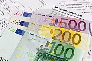 Payroll with banknotes