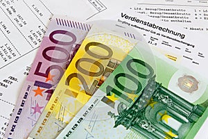 Payroll with banknotes