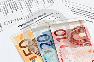 Payroll with banknotes