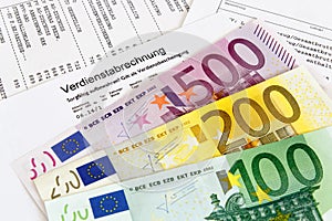 Payroll with banknotes