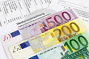 Payroll with banknotes