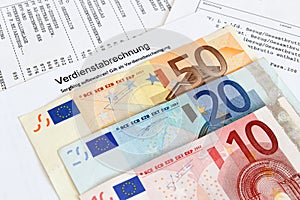 Payroll with banknotes