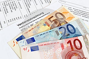 Payroll with banknotes