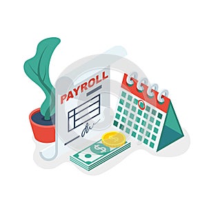 Payroll concept. Salary payment. Landing page, template web design.
