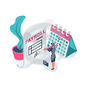 Payroll concept. Salary payment. Vector isometric.