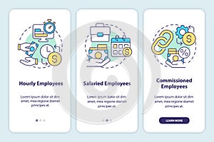 Payroll processing methods onboarding mobile app screen