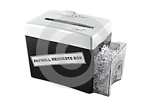 Payroll requests box shredder isolated