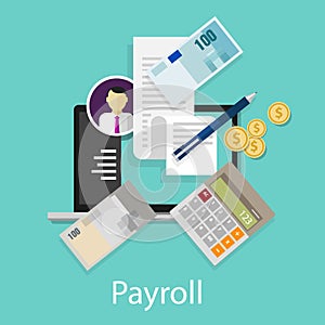 Payroll salary accounting payment wages money calculator icon symbol photo