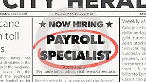 Payroll specialist career