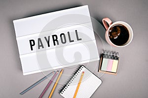 Payroll. Text in light box