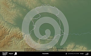 Pazardzhik outlined, Bulgaria. Physical