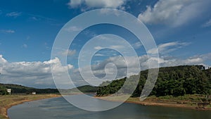 Pazhassi dam reservoir with blue sky