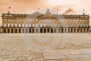 Pazo de Raxoi is a neoclassical palace located on the Praza do Obradoiro in front of the cathedral, Spain photo