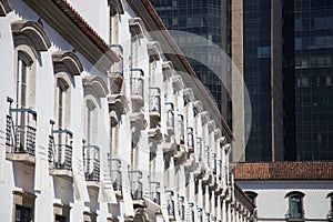 PaÃ§o Imperial, Rio de Janeiro: the contrast between colonial and modern architecture buildings.
