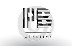 PB P B Black and White Lines Letter Logo Design. photo